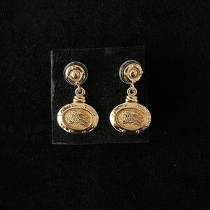 Vintage Burberry — Gold Coin Drop Earrings
